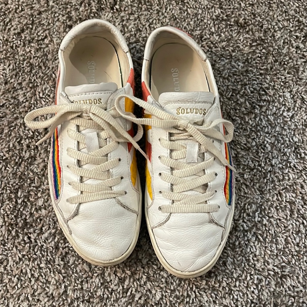 Soludos Original Ibiza Sneaker, Oasis White / Rainbow Wave, Size 8